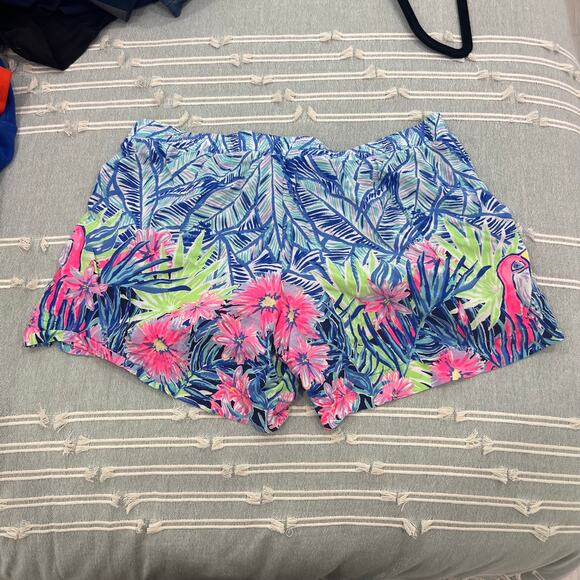 Lilly Pulitzer Women’s SM Katia Blue & Pink Tropical Toucan Pull On Shorts - Picture 4 of 5